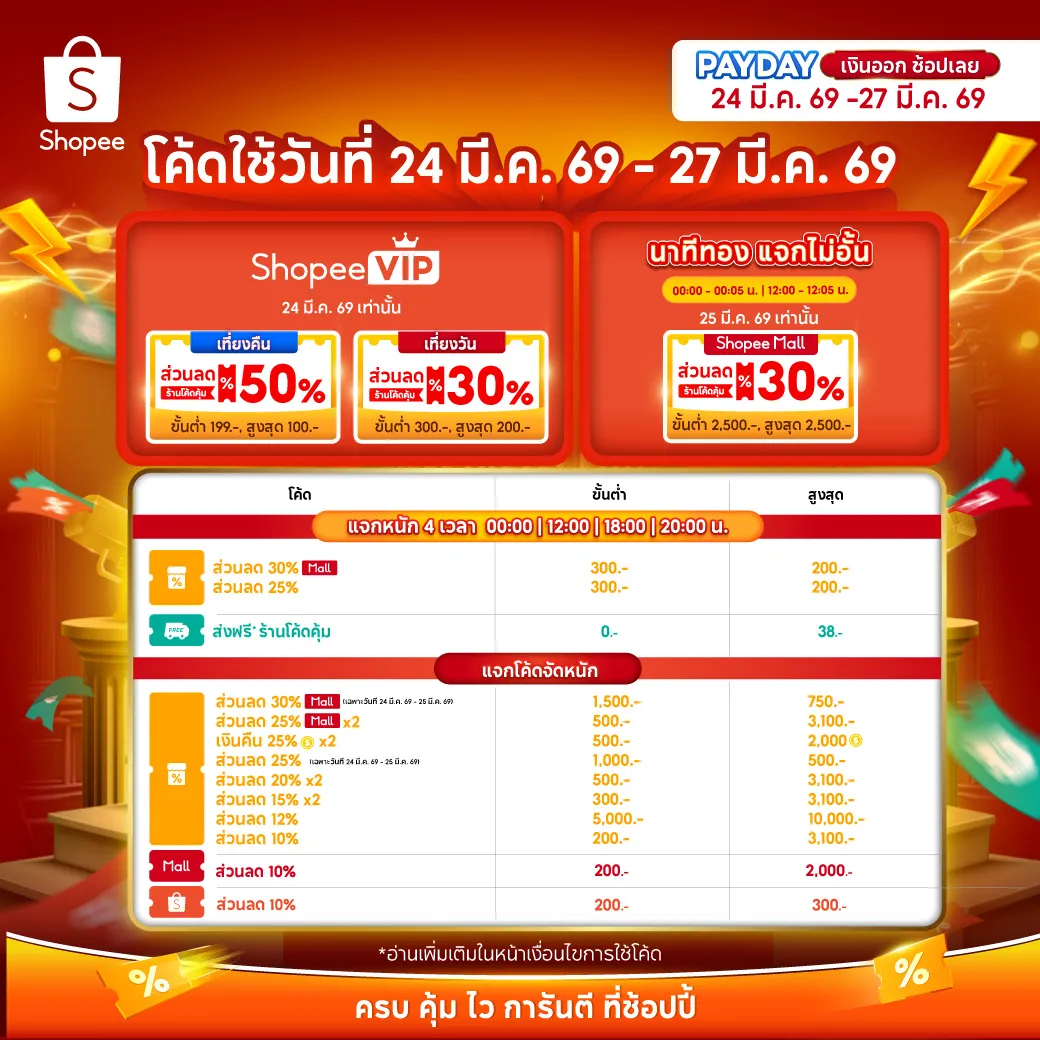 รวมโค้ดส่วนลด Shopee Pay Day เงินออก ช็อปเลย เดือนมีนาคม 2569
