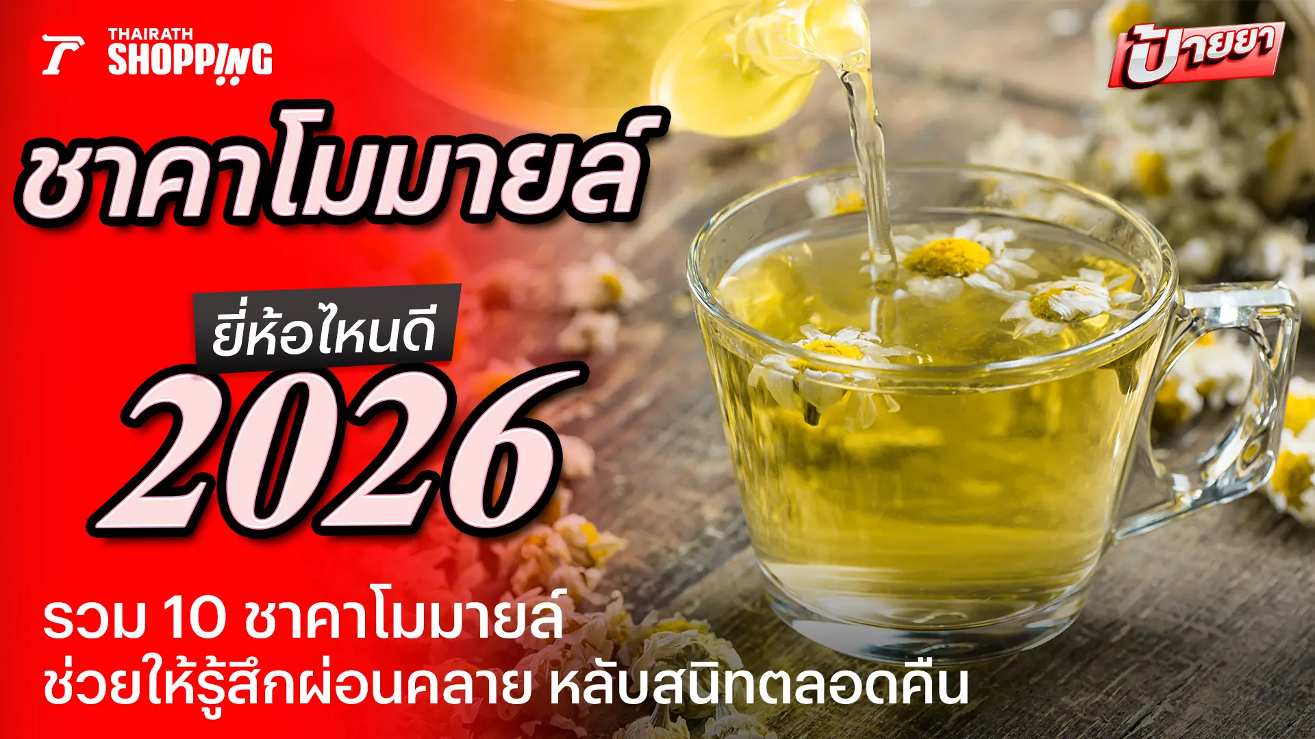 10 ชาคาโมมายล์ ยี่ห้อไหนดี 2026 ดื่มแล้วผ่อนคลาย นอนหลับสบาย